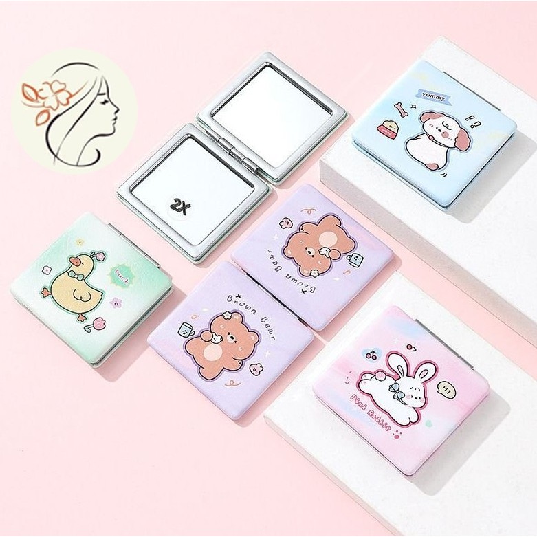 Gương trang điểm mini 2 mặt gấp gọn tiện lợi