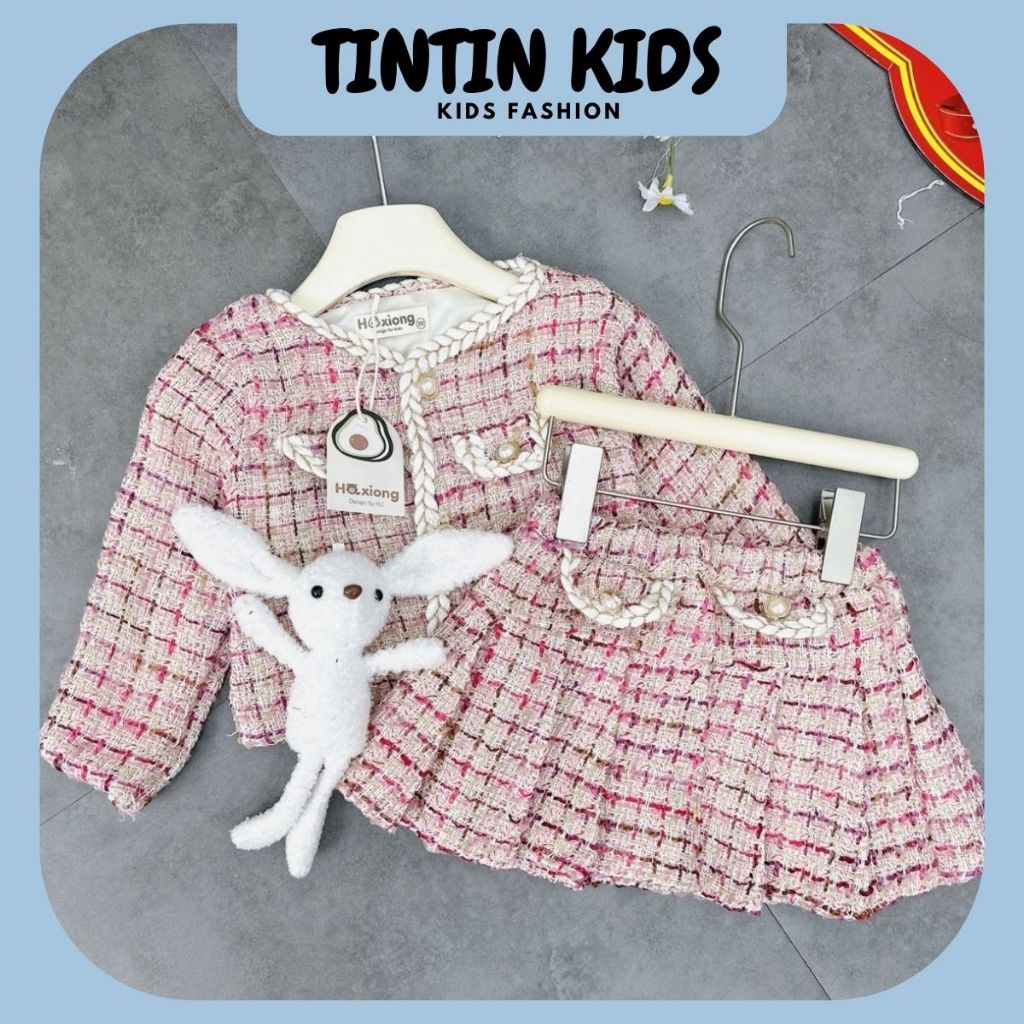 Sét dạ kẻ sọc hồng cho bé gái 7-16kg dưới 100cm