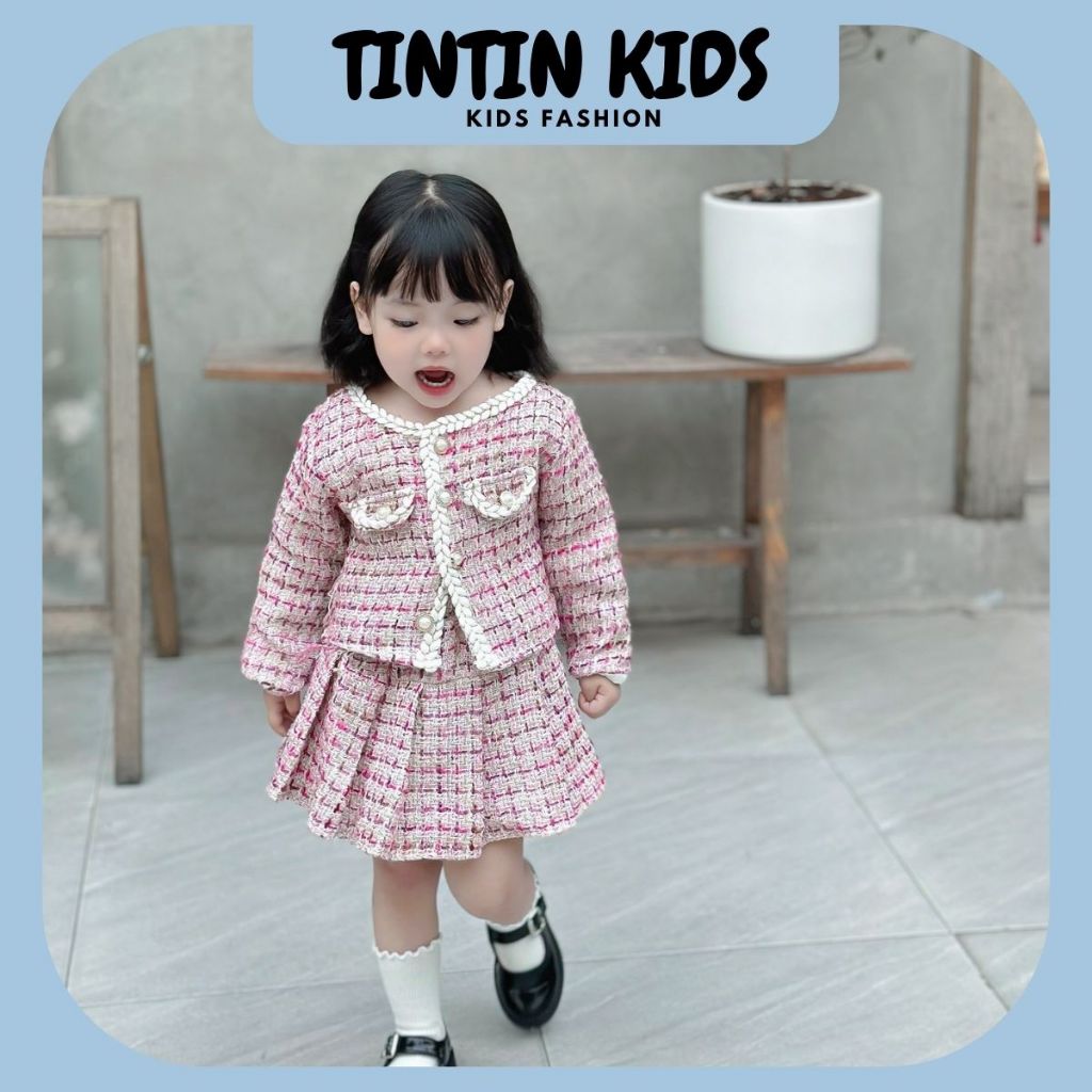 Sét dạ kẻ sọc hồng cho bé gái 7-16kg dưới 100cm