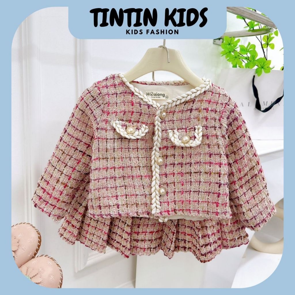 Sét dạ kẻ sọc hồng cho bé gái 7-16kg dưới 100cm