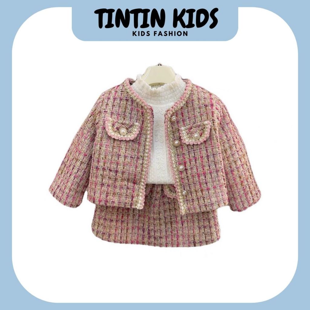 Sét dạ kẻ sọc hồng cho bé gái 7-16kg dưới 100cm