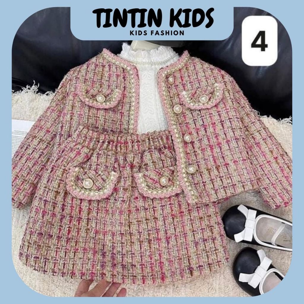 Sét dạ kẻ sọc hồng cho bé gái 7-16kg dưới 100cm