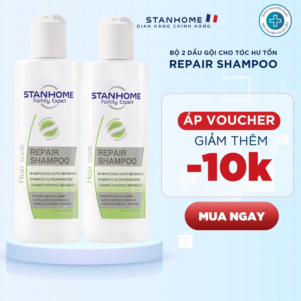 Bộ 2 Repair Shampoo- Dầu Gội Phục Hồi Cho Tóc Uốn Duỗi Nhuộm, Tóc Hư Tổn STANHOME 200ml