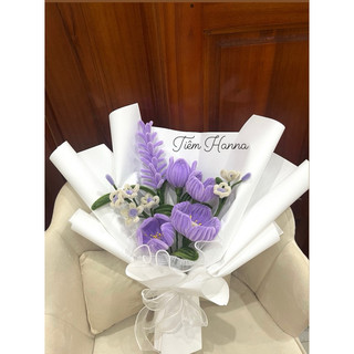 Bó Hoa Kẽm Nhung HandMade Tone Tím Pastel Quà Tặng