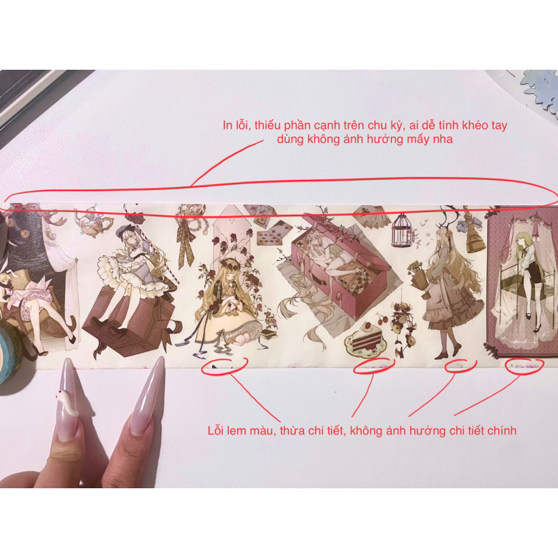 3 mẫu băng dính PET tape hoạ tiết thiếu nữ nhiều chủ đề