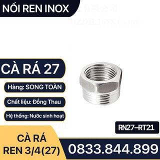 Cà Rá Inox 27 21, Nối Ren Ngoài 27 Ren Trong 21 Inox Bóng 201