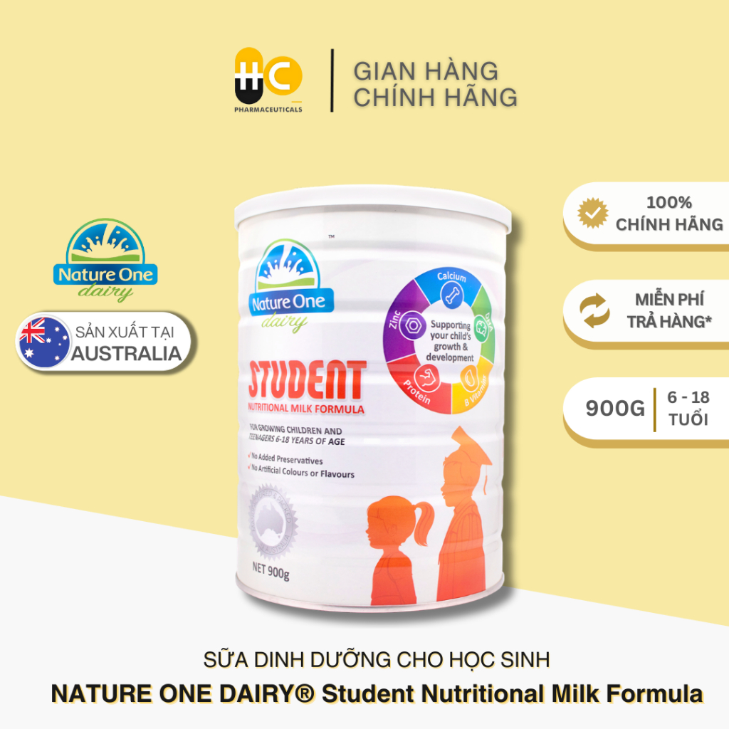 Sữa Dinh dưỡng Nature One Dairy Student Cho Lứa Tuổi Học Sinh Hộp 900G Date 03/2024