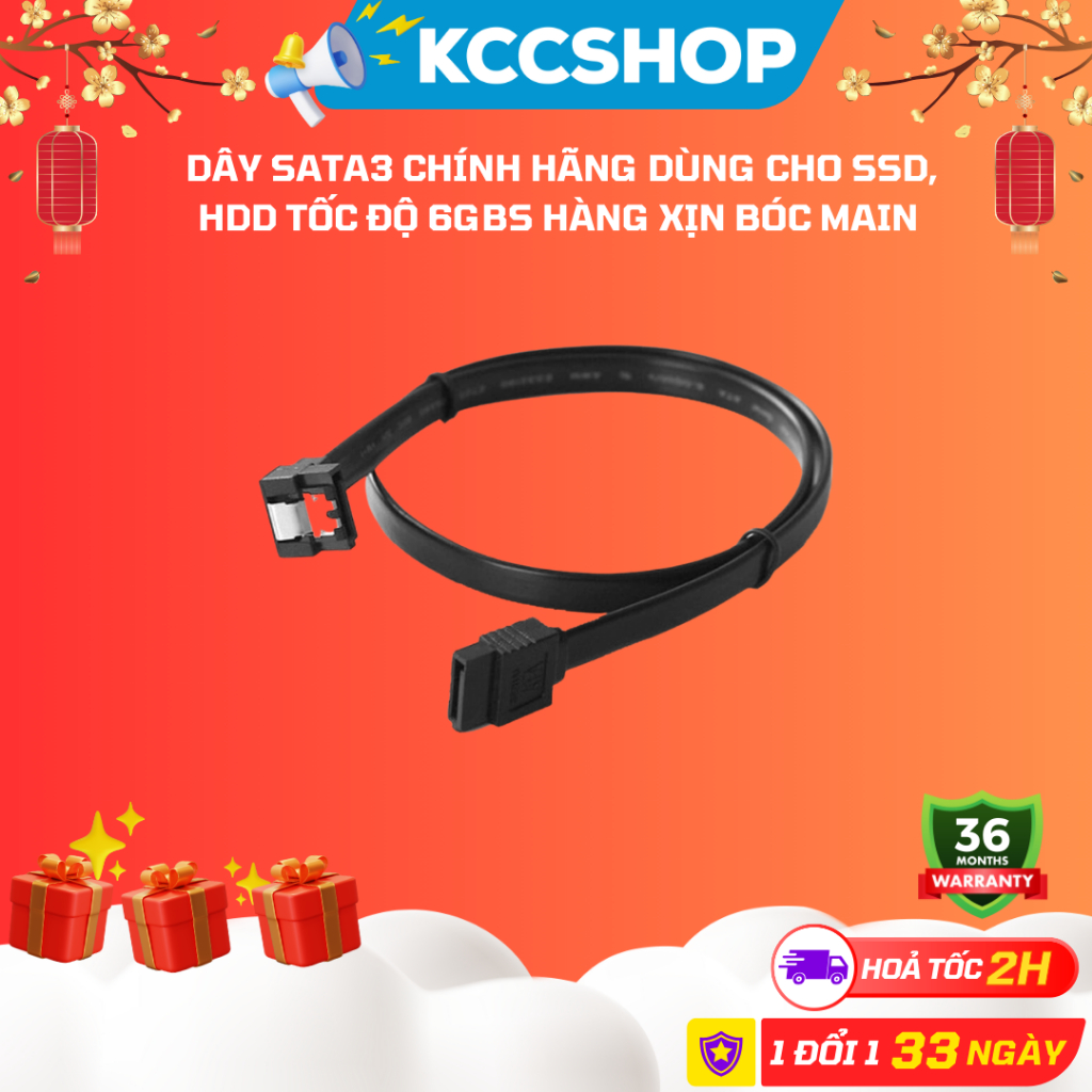 Dây SATA3 chính hãng dùng cho SSD, HDD tốc độ 6Gbs hàng xịn bóc main bh 36 tháng lỗi 1 đổi 1
