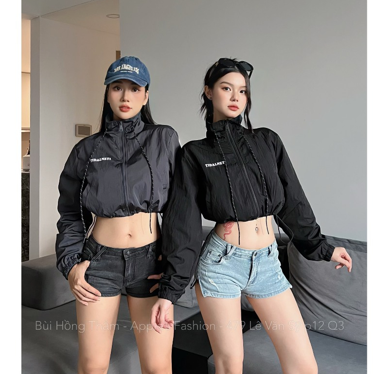 Khoác dù đen xám