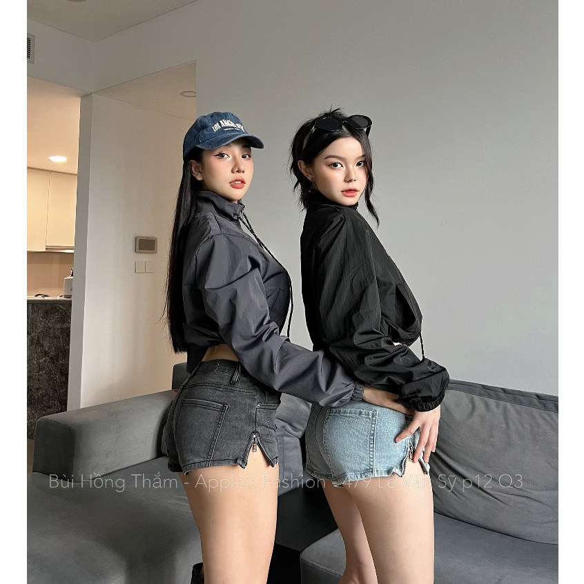 Khoác dù đen xám