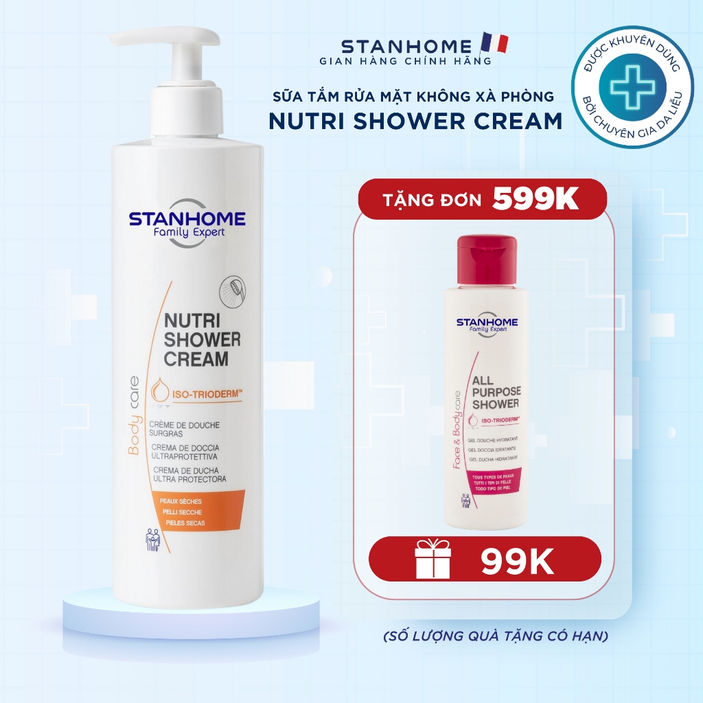 Sữa Tắm Dưỡng Ẩm Không Xà Phòng STANHOME Nutri Shower Cream 390ML