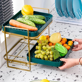 Khay úp ly 2 tầng xanh lá- đa năng 2 tầng khay úp ly úp chén bát khay trà 2 tầng có thể tháo rời