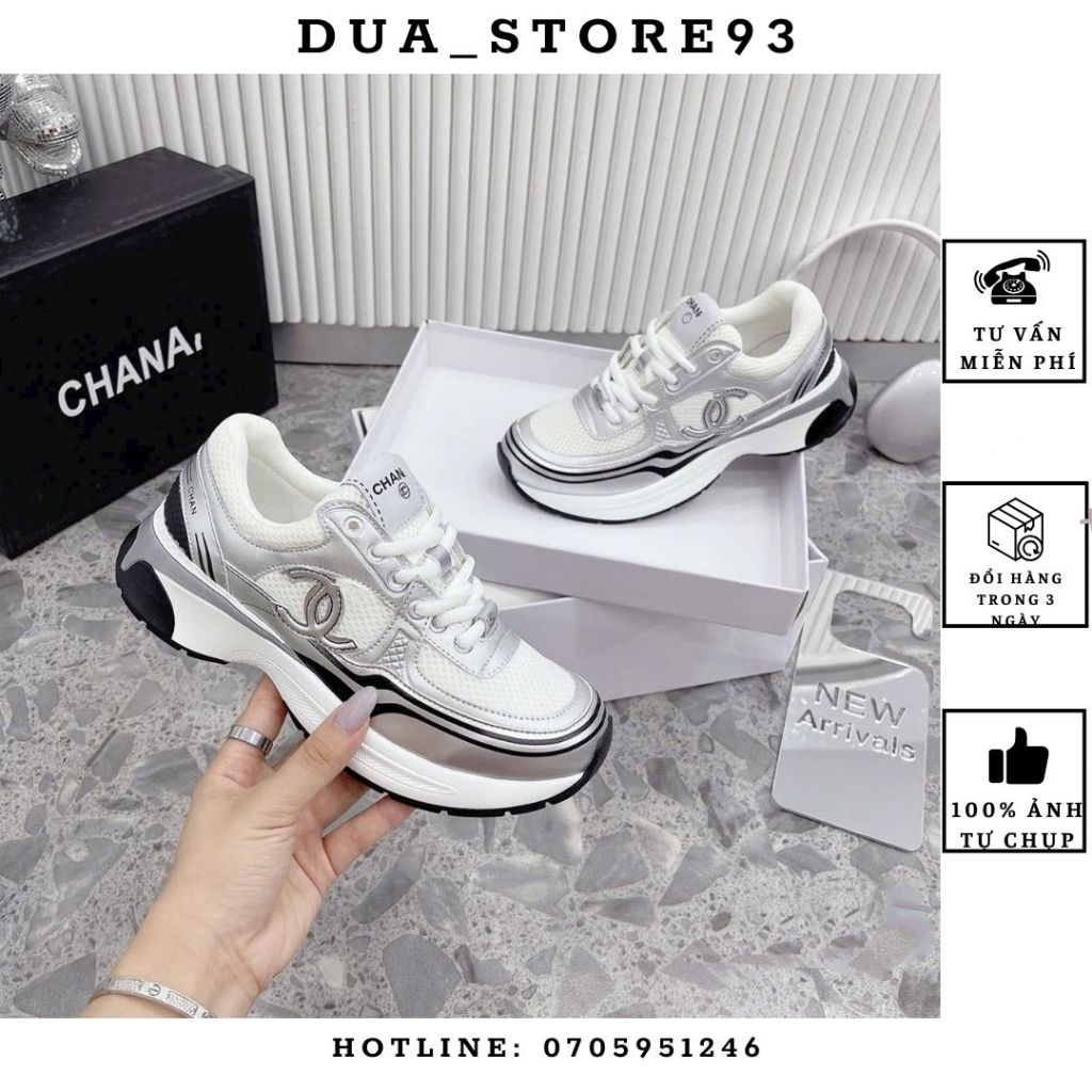 Giầy thể thao nữ độn đế, giầy sneaker xám bạc nữ hàng cao cấp fullbox