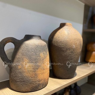 Bình gốm trang trí, bình gốm decor hiện đại hỏa biến nung củi