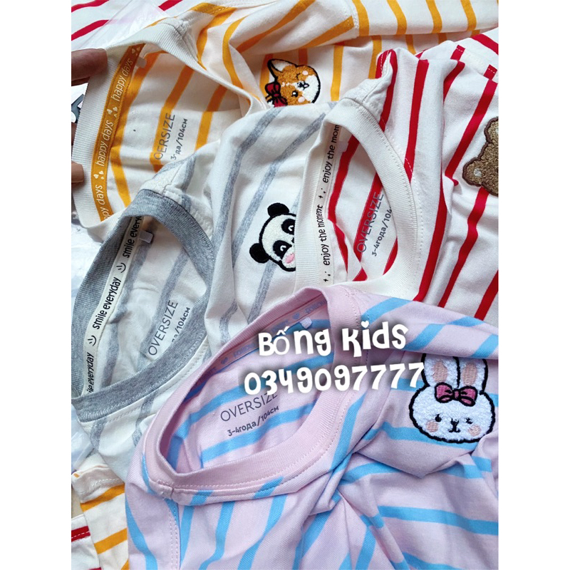 Áo Thu Bé Gái Kẻ Ngang Thêu Nổi GÊ