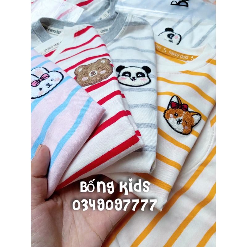 Áo Thu Bé Gái Kẻ Ngang Thêu Nổi GÊ