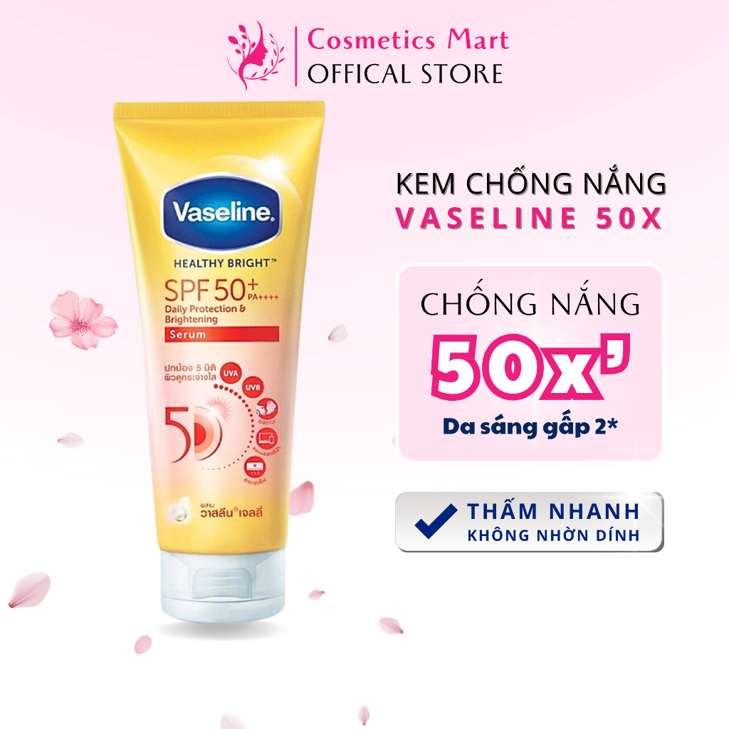 Serum chống nắng cơ thể Vaseline 50x bảo vệ da với SPF 50+ PA++++ 300ml