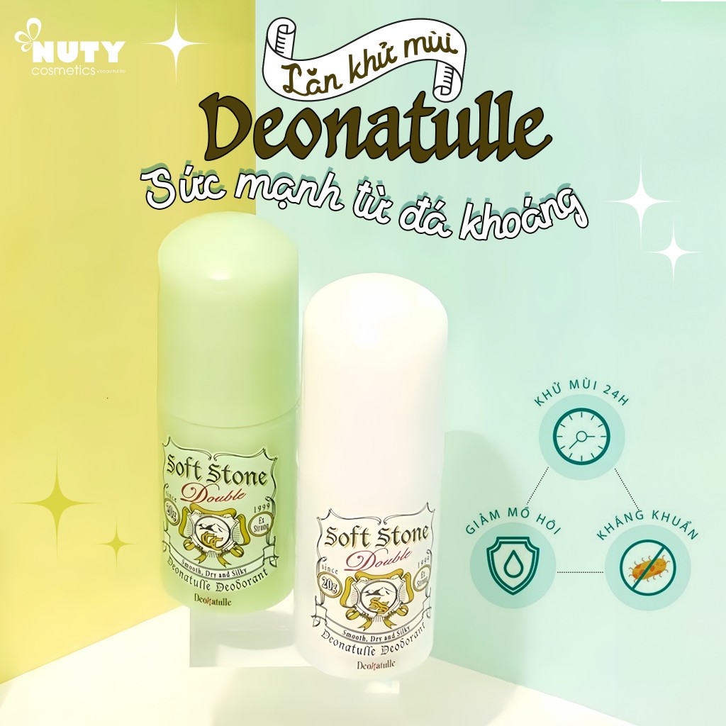 Lăn Khử Mùi Đá Khoáng Nhật Bản Soft Stone W Double Deodorant 20g