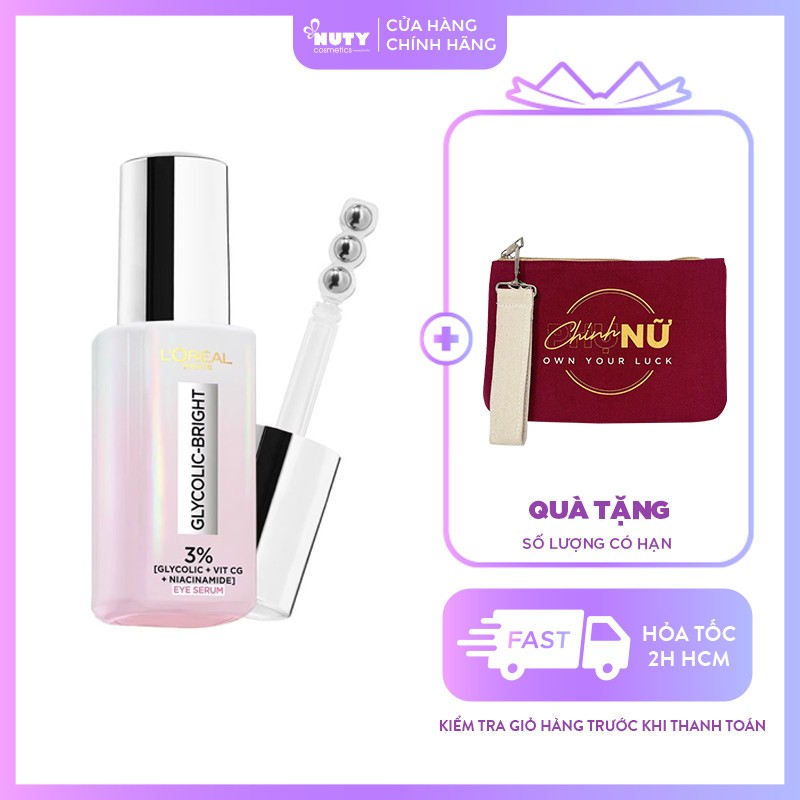 Tinh Chất Dưỡng Sáng, Mờ Thâm Vùng Mắt L'oreal Paris Glycolic Right Dark Circle Eye Serum 20ml