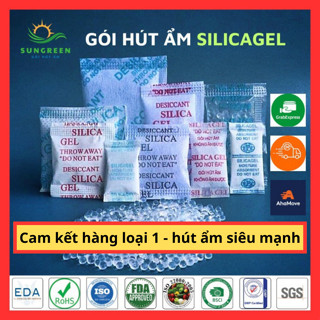 Gói hút ẩm cân 1kg hút ẩm thực phẩm, đồ gia dụng loại 1/2/5/10/20/50/100gr Silicagel hạt chống ẩm mốc, khử mùi