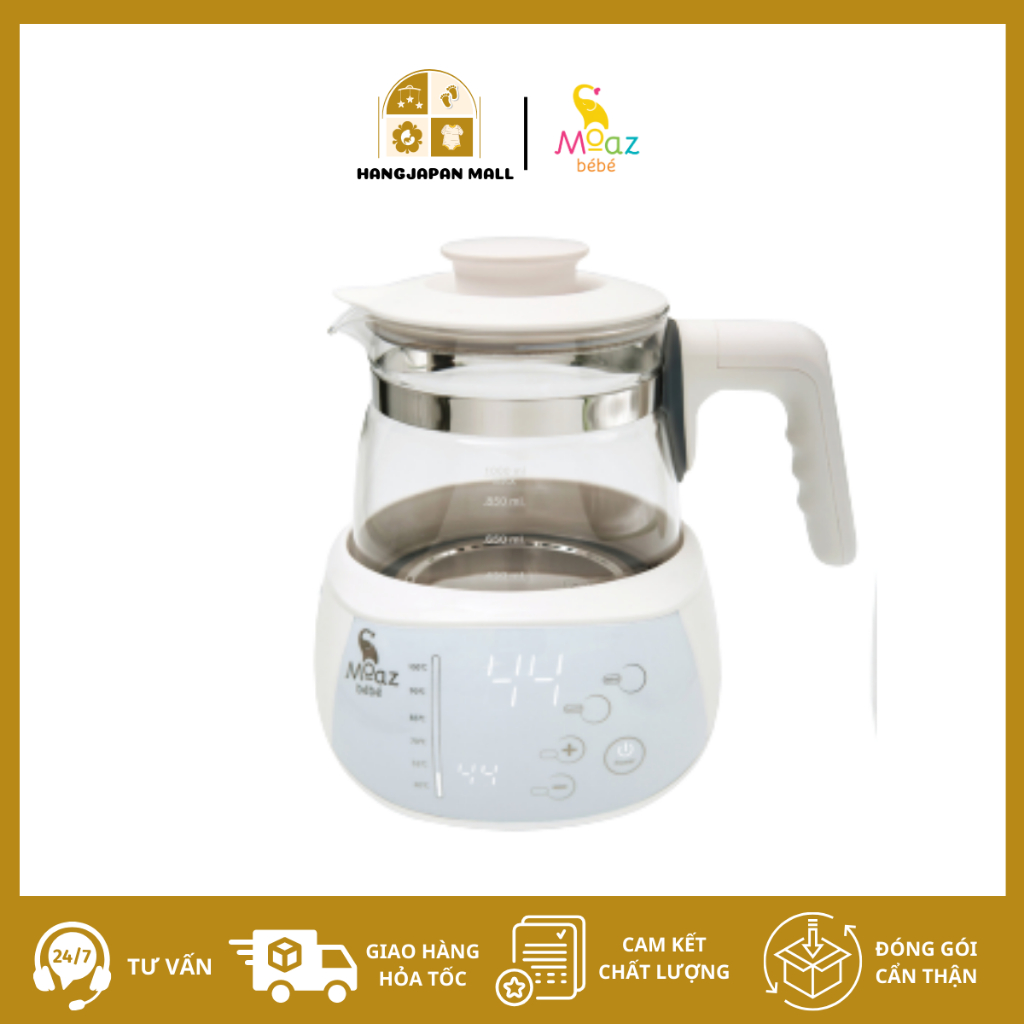 Ấm đun nước siêu tốc giữ nhiệt Moaz Bebe MB002 pha sữa, trà và cà phê - dung tích 1 lít