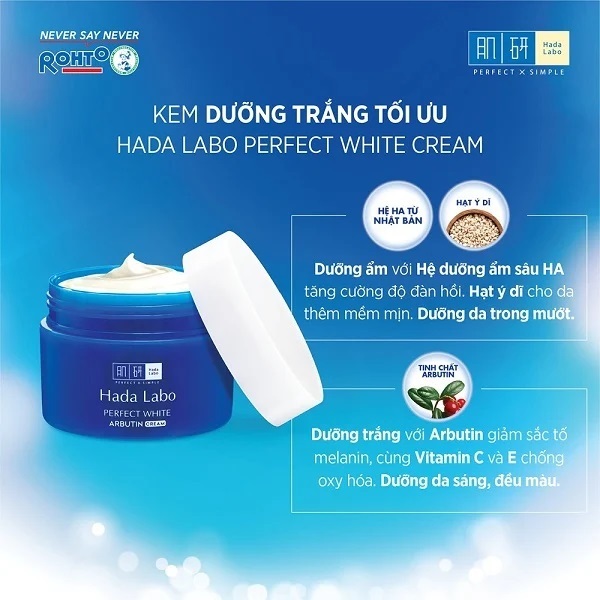 Kem Dưỡng Hada Labo Perfect White Cream Dưỡng Sáng Da Ẩm Mịn 50g