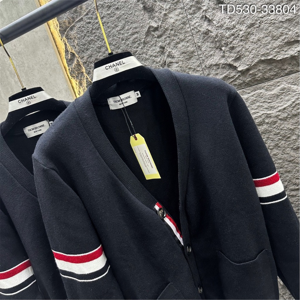 Áo Cadigan Thom Phối Sọc Màu Logo 2 Bên Tay Áo Cực Đỉnh - Áo Cadigan Dành Cho Nam Nữ