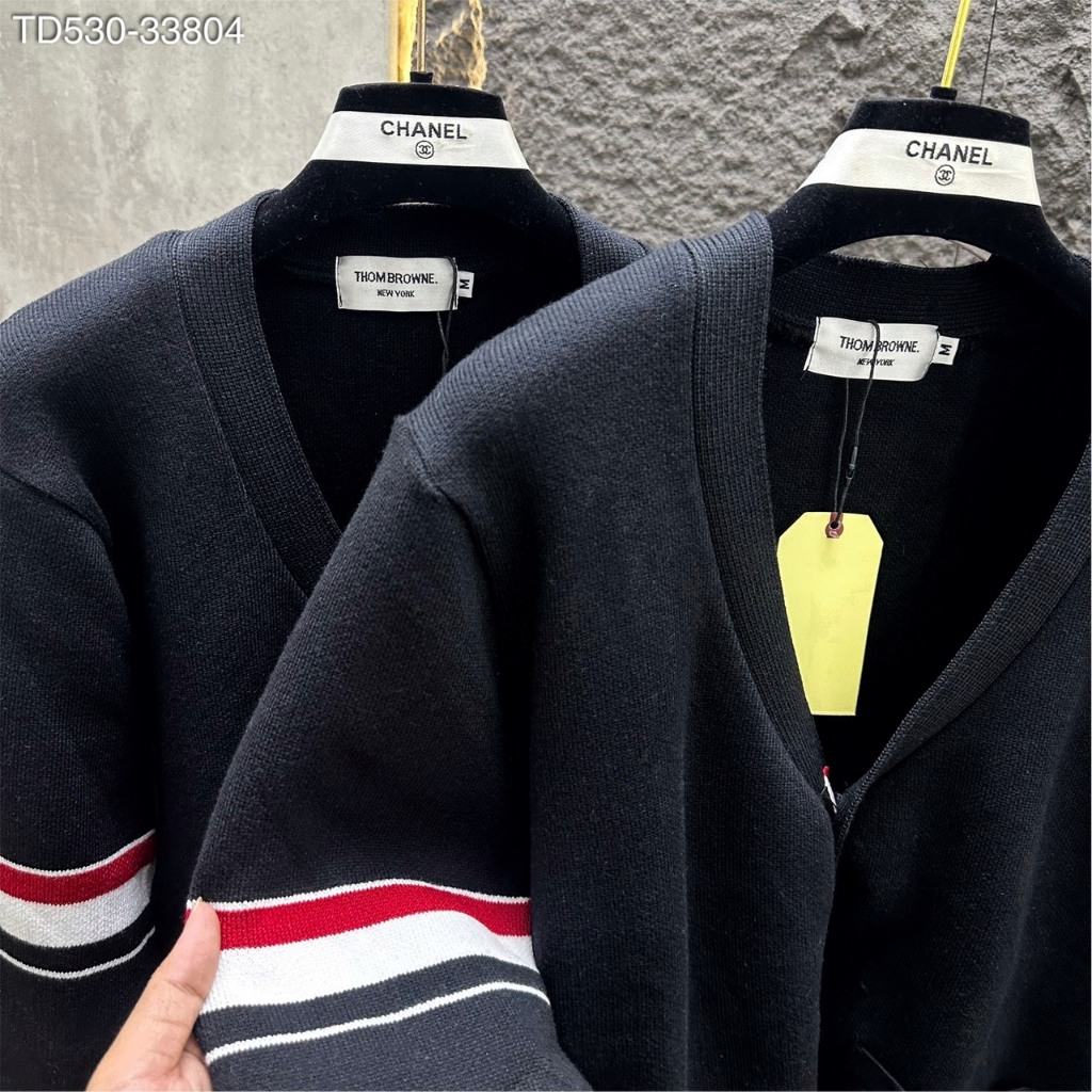 Áo Cadigan Thom Phối Sọc Màu Logo 2 Bên Tay Áo Cực Đỉnh - Áo Cadigan Dành Cho Nam Nữ