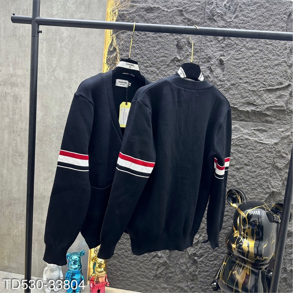 Áo Cadigan Thom Phối Sọc Màu Logo 2 Bên Tay Áo Cực Đỉnh - Áo Cadigan Dành Cho Nam Nữ