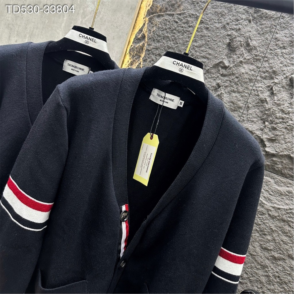 Áo Cadigan Thom Phối Sọc Màu Logo 2 Bên Tay Áo Cực Đỉnh - Áo Cadigan Dành Cho Nam Nữ