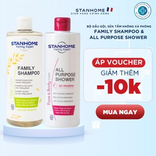 Bộ dầu gội, sữa tắm không xà phòng Stanhome Family Expert Family Shampoo mẫu mới và All Purpose Shower