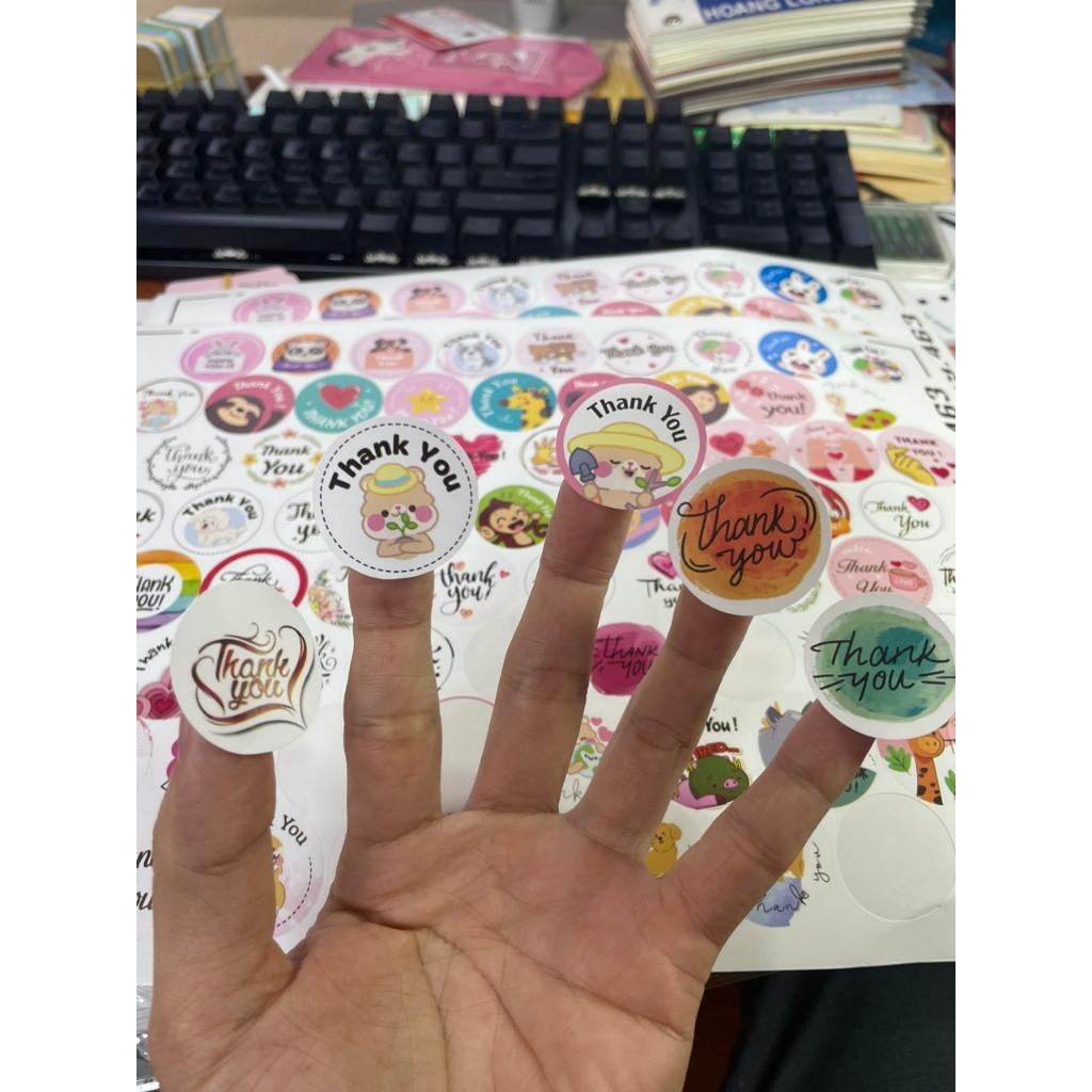 "Hàng Sẵn" 70 tem thankyou nhiều mẫu trên tấm, kích thước 30mm giá rẻ, nhận in theo yêu cầu shop