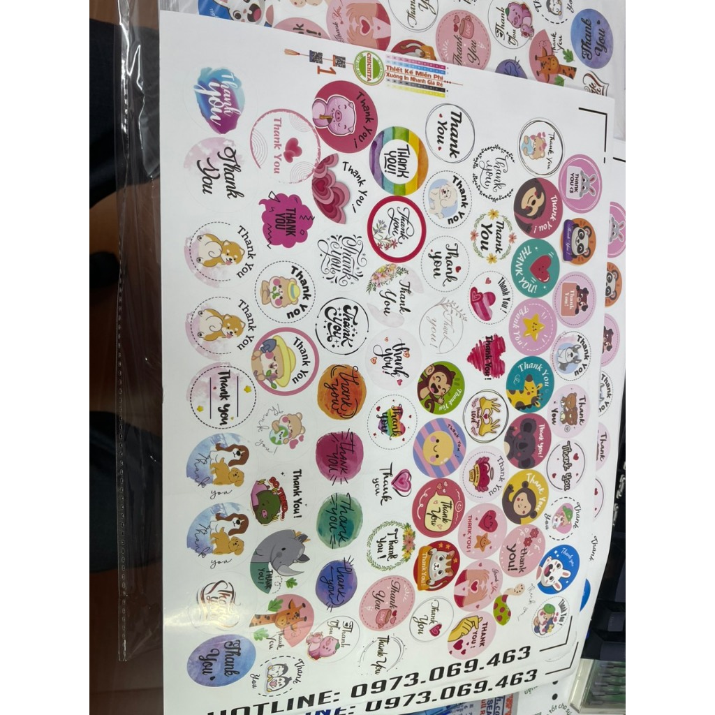 "Hàng Sẵn" 70 tem thankyou nhiều mẫu trên tấm, kích thước 30mm giá rẻ, nhận in theo yêu cầu shop