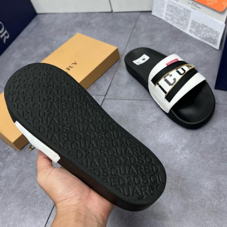 Dép nam dsq khóa chéo in chữ siêu đẹp, phong cách trẻ trung hot nhất 2023