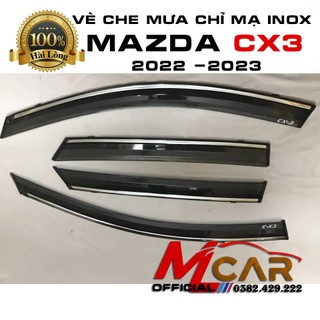 Vè che mưa chỉ mạ xe mazda cx3, cx-3 đời 2022 - 2023 mẫu viền chỉ mạ crom sáng bóng