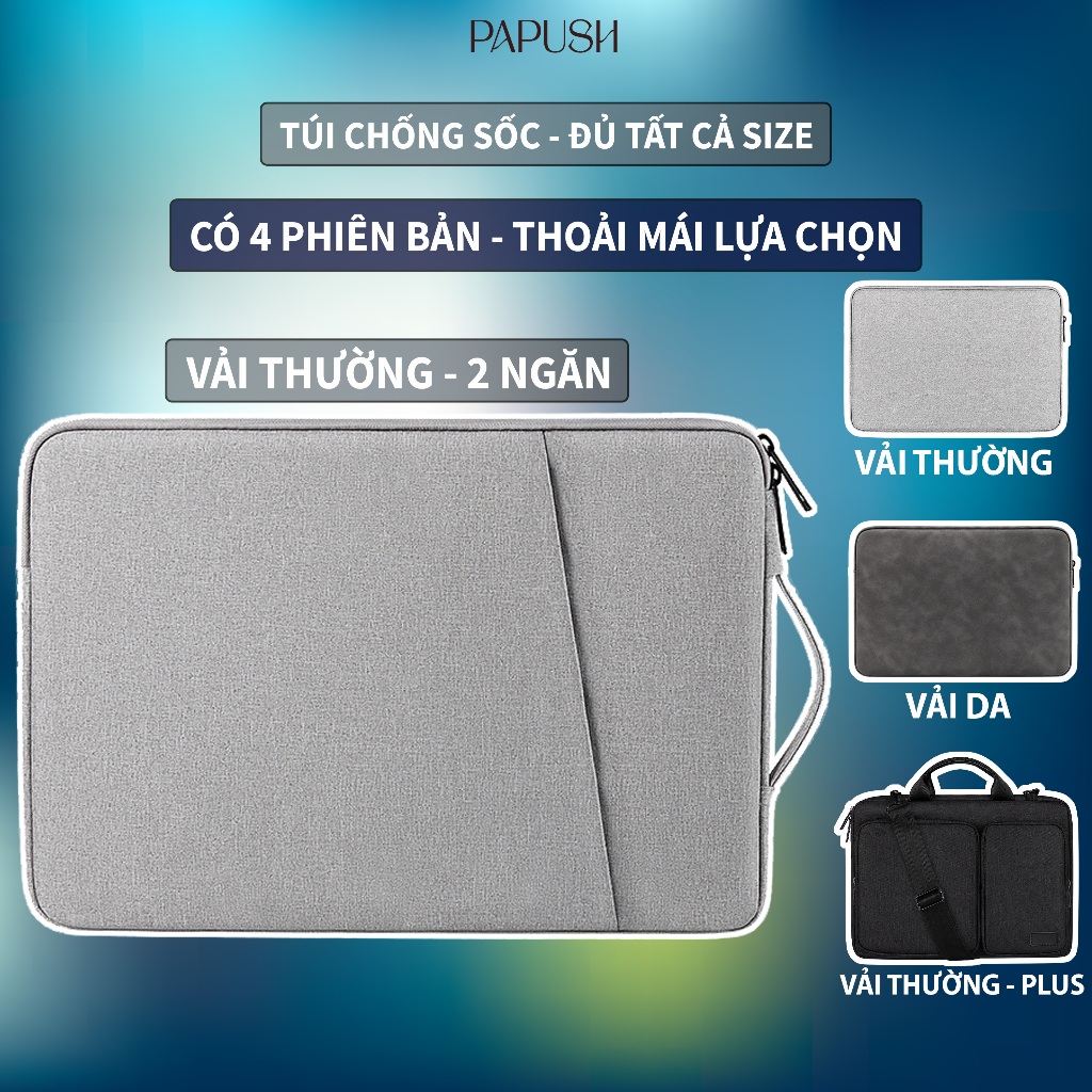 Túi Đựng Laptop Chống Shock 13 14 15.6 Inch Cao Cấp Đa Năng Chống Sốc Đựng Macbook Air M1 M2 Cho Nam Nữ Da Pu Đủ Size