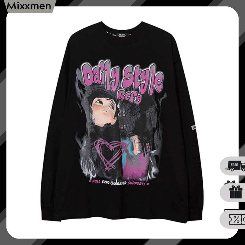 Áo Thun Cổ Tròn Unisex Dài Tay In Họa Tiết Daily Style RCFG Phong Cách Retro Thời Trang Mixxmen TOP NAM 304