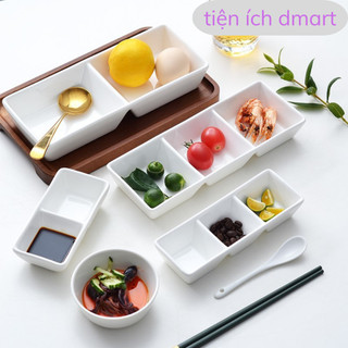 đĩa chấm 3 ngăn nhựa việt nhật cao cấp, bát để gia vị vuông 1221
