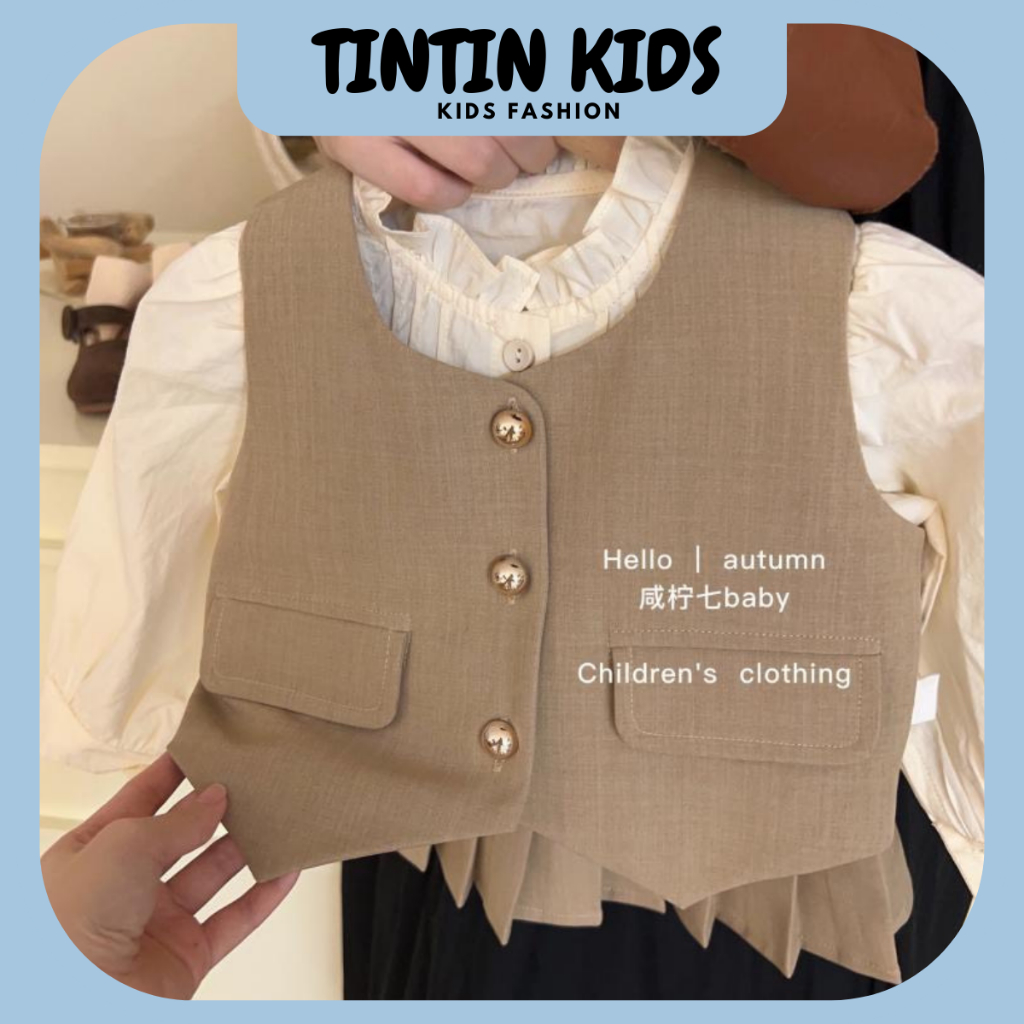 Set gile 3 chi tiết dạ nhung màu be dành cho bé gái từ 8-20kg dưới 4 tuổi