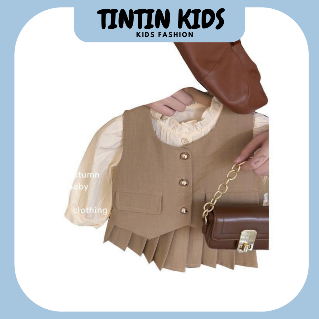 Set gile 3 chi tiết dạ nhung màu be dành cho bé gái từ 8-20kg dưới 4 tuổi