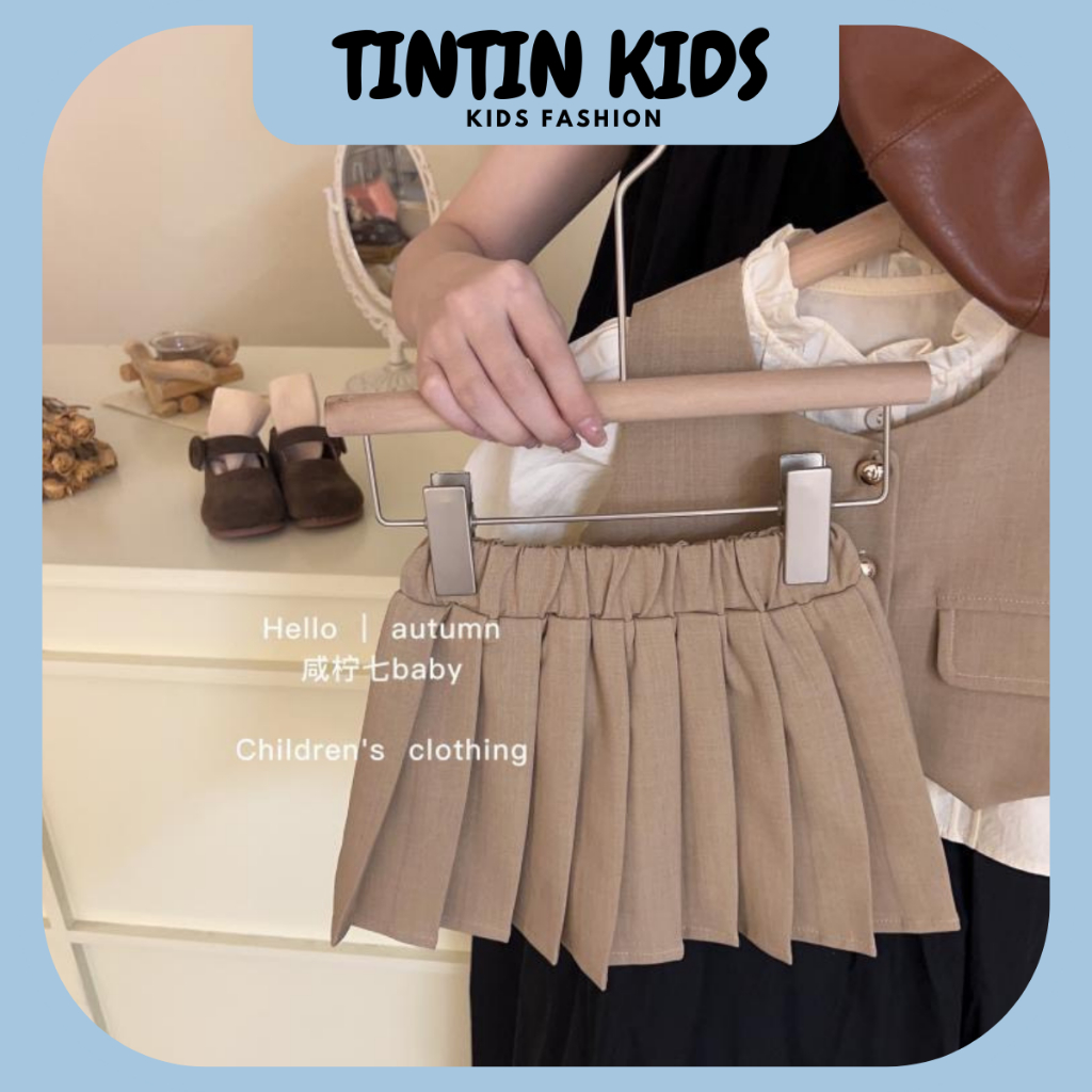 Set gile 3 chi tiết dạ nhung màu be dành cho bé gái từ 8-20kg dưới 4 tuổi