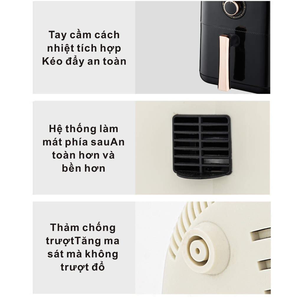 Nồi Chiên Không Dầu 6L Màu Đen Công Nghệ Chiên 3D Bảo Hành 1 Đổi 1