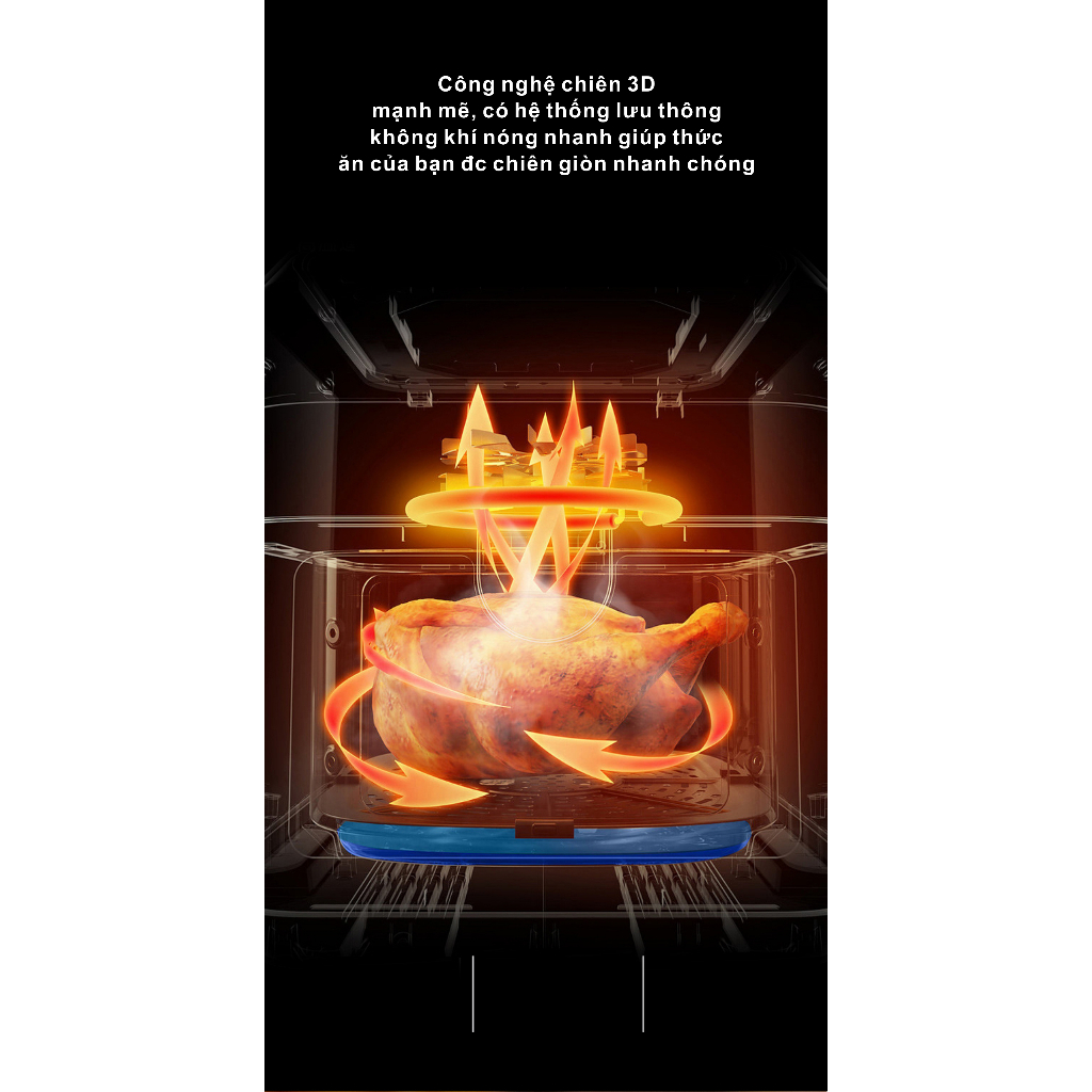 Nồi Chiên Không Dầu 6L Màu Đen Công Nghệ Chiên 3D Bảo Hành 1 Đổi 1