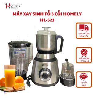 Máy xay sinh tố Homely 3 trong 1 HL-523 công suất 600W, máy xay 3 cối chắc chắn thiết kế hiện đại Homely Thailand