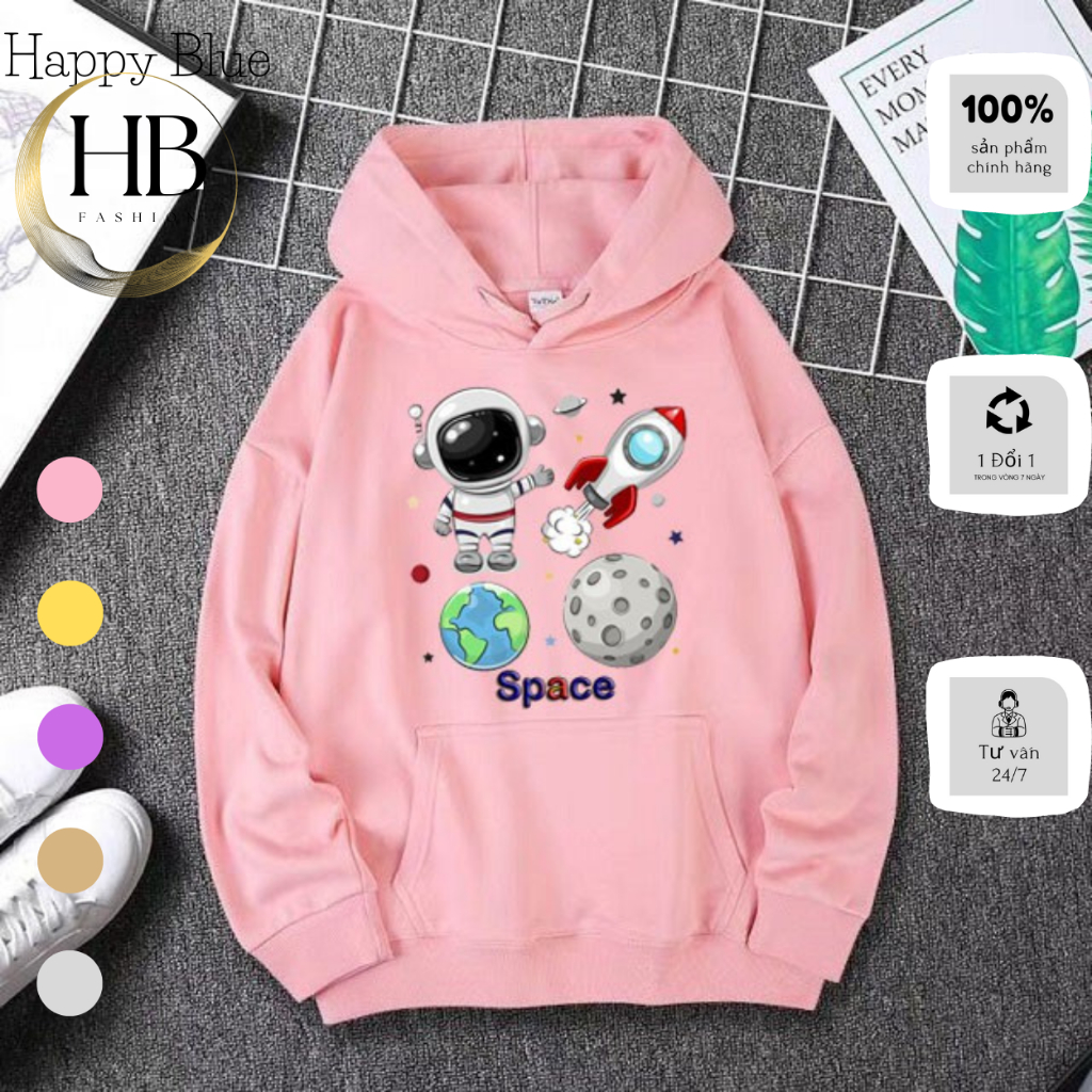 Áo Hoodie Thu Đông Nam Nữ Unisex Với Chất Nỉ Ấm Áp Mặc Đi Học, Đi Chơi Siêu Xinh, Áo Nỉ Nữ In Phi Hành Gia