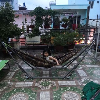 Võng dù rằn ri 2 lớp( tặng kèm 5m dây dù)
