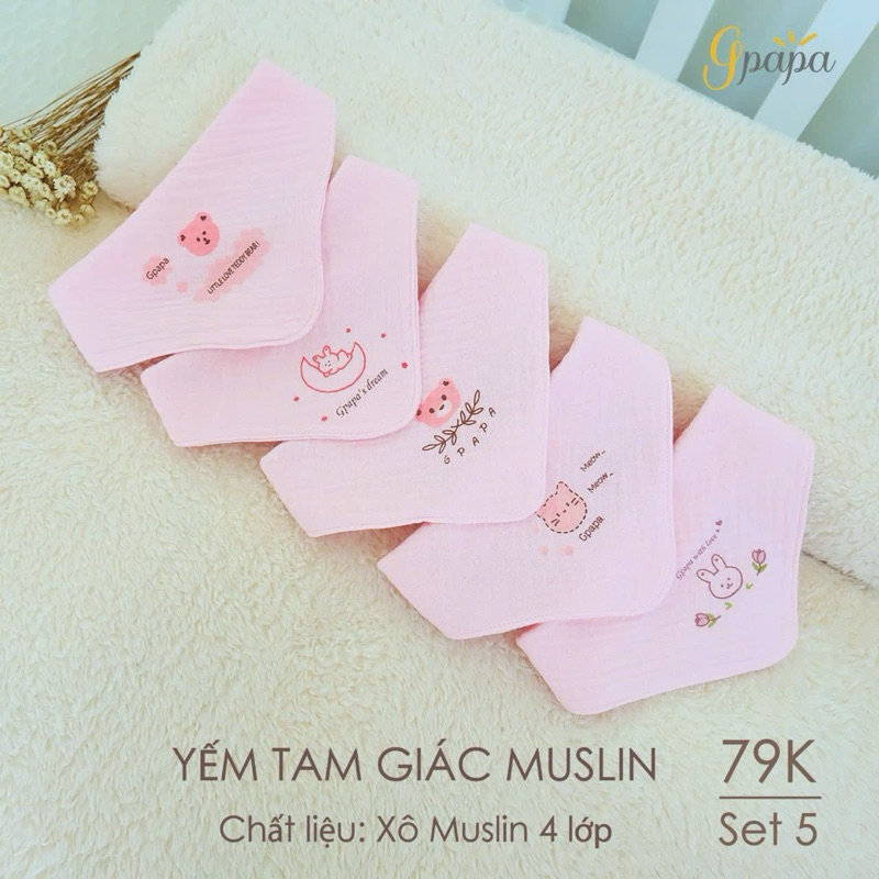 Yếm Tam Giác Muslin 4 lớp Cao Cấp Cho Bé Gpapa Chính Hãng Goodmama | Sin Smart