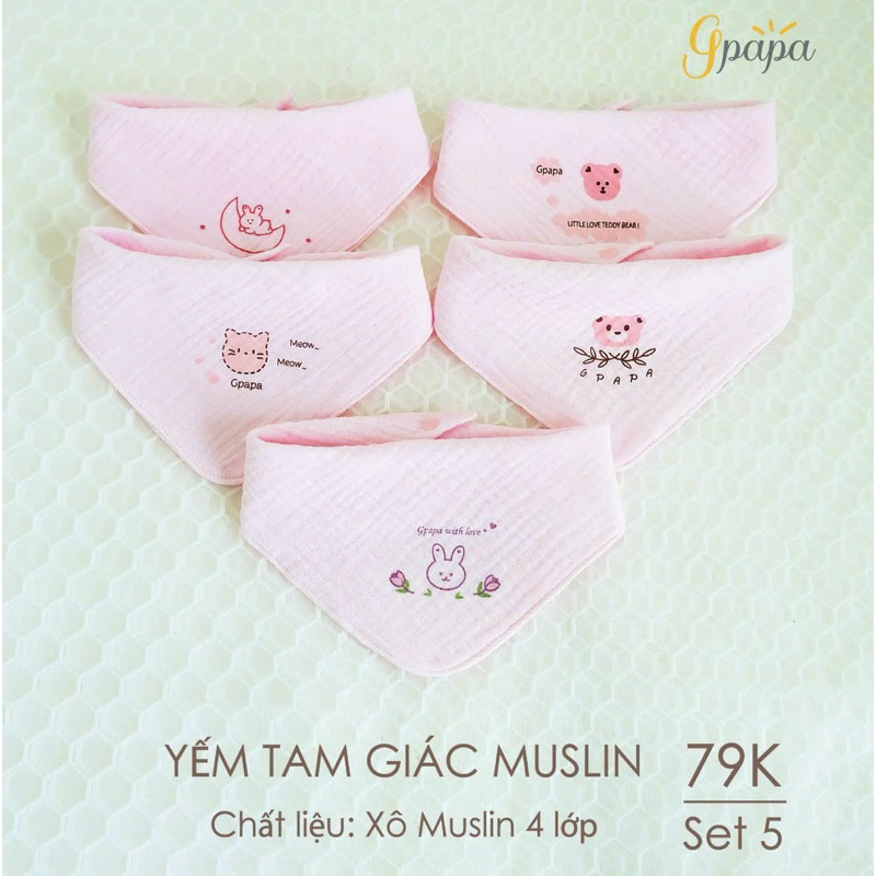Yếm Tam Giác Muslin 4 lớp Cao Cấp Cho Bé Gpapa Chính Hãng Goodmama | Sin Smart