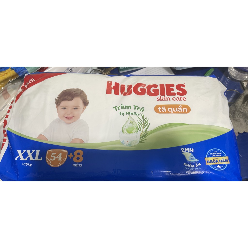 Mẫu mới - Bỉm Huggies Quần M76+8,L68+8,XL62+8,XXL54+8 miếng