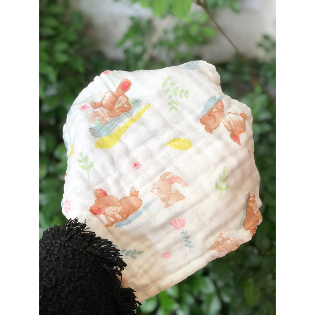 Khăn sữa nhăn 6 lớp 100% cotton siêu mềm, khăn rửa mặt cho bé hàng xuất khẩu